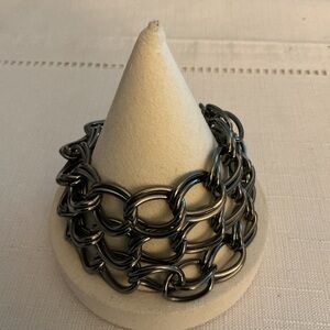 Triple Row Gun Metal Double Oval Bracelet